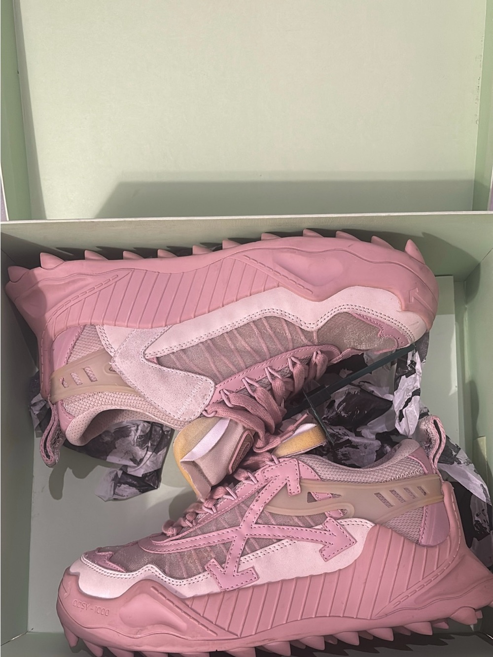 Off-White Pink Women's Chunky Trail Sneakers